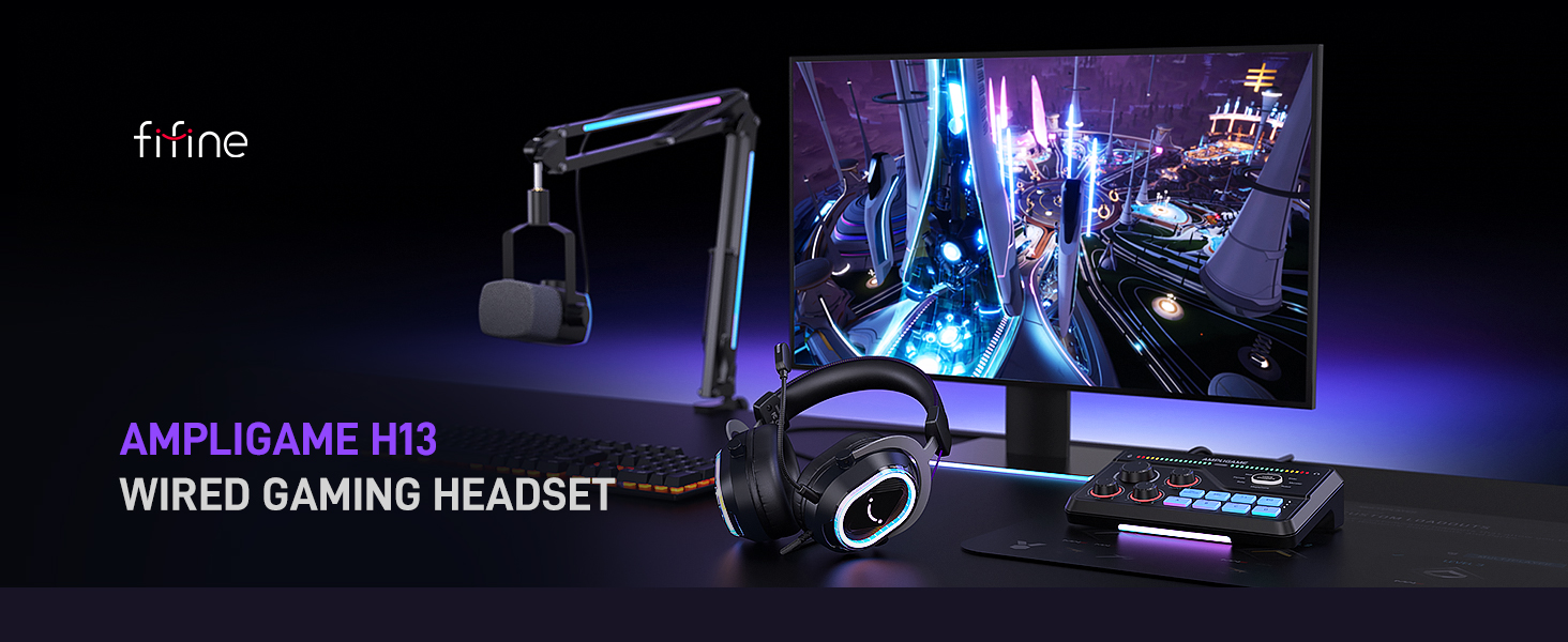 Amazon.com: FIFINE USB Gaming Headset: Flowing RGB Lighting - 7.1